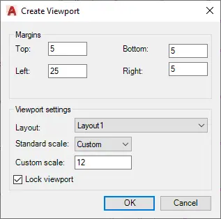 Create Viewport dialog box - Kobi Toolkit for AutoCAD and BricsCAD