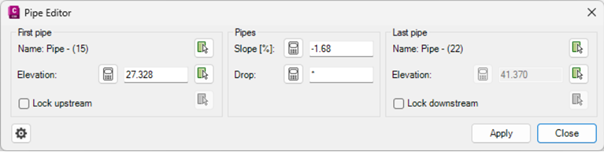 Pipe Editor dialog box - Kobi Toolkit for Civil 3D