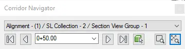 Corridor Navigator dialog box - Kobi Toolkit for Civil 3D