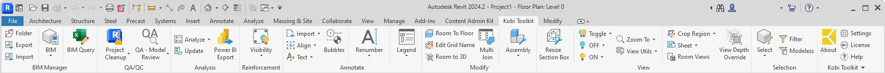 Kobi toolkit for Revit Ribbon