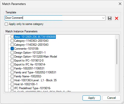 Match Parameters in Revit