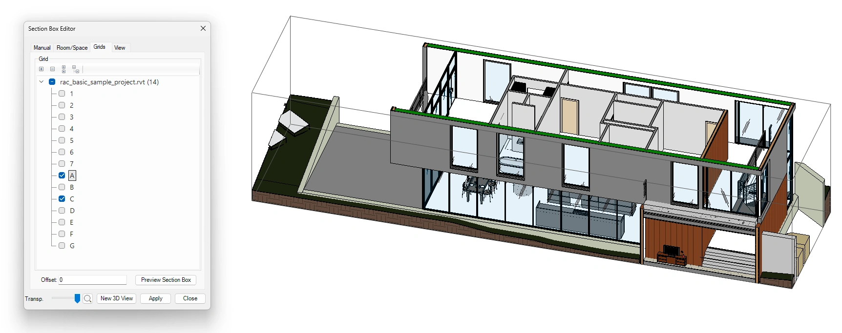 Resize Revit Section Box by Grids
